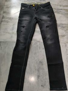 Distressed Black Denim Jeans