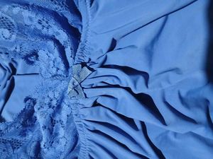 Blue Lace Trim Lingerie Top