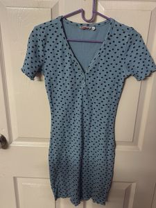 Ginger Cute Blue Polka Dot Dress