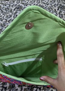 Polysilk Embroidered Sling Bag