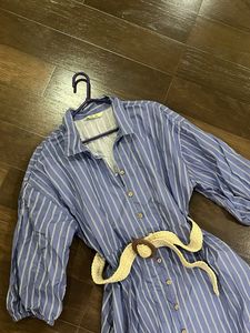 Striped Shirt Dress with Belt