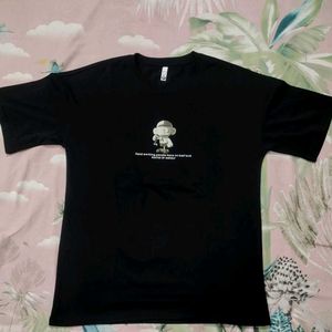 Cartoon Print Black T-Shirt