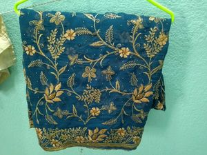 Blue Embroidered Saree
