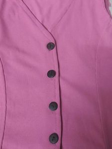 Pink Button-Down Vest