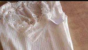 White Lace Trim Tank Top