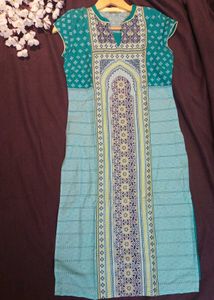 AURELIA Elegant Teal Blue Kurta, Size-XS