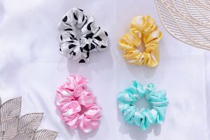 4 Pce Printed Satin Scrunchies