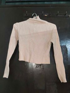 Cream Knit Turtleneck Top