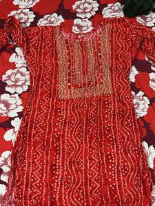 Red Printed Kurta