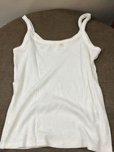 h&m White Ribbed Tank Top
