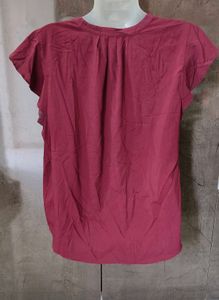 Calvin Klein Women&#39;s Maroon V-Neck Pleated Blouse
