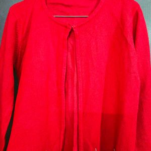 Red Embroidered Cardigan