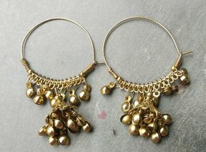 Brass Jhumka Dangle Hoop Earrings (Golden)