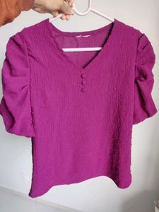 Purple Puff Sleeve Top