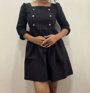 Yesstyle Korean Black Cotton Mini Dress