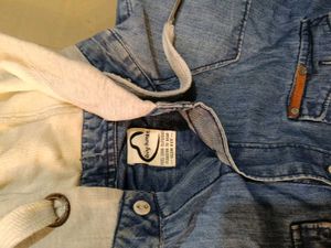 Denim Hoodie Shirt, S Size