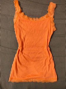 Orange Lace Trim Cami Top