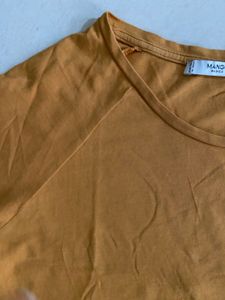 Mango Branded Mustard Casual T-shirt