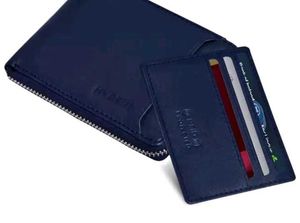 2pcs Brown/Blue Mens Trendy Genuine Leather Wallet