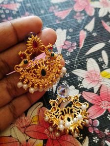 Golden Peacock Earrings
