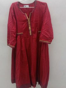 Red Embroidered Kurta