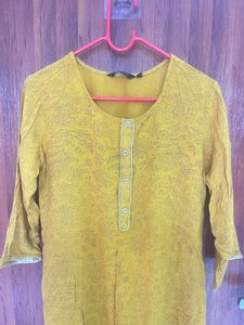 Yellow Printed Kurta