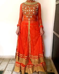 Beautiful Orange Shifon Mastani Dress