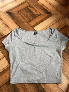 Shein Grey Ribbed Crop Top