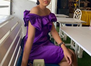 Purple Off-Shoulder Ruffle Dress