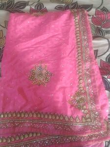 Elegant Pink Embroidered Saree