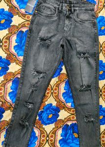 Brand New Shein Heavy Wash Mid Distressed Jeans