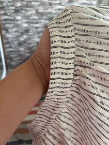 Black White Printed Cotton Pants With Elastic