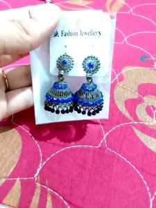 Blue Jhumka Earrings