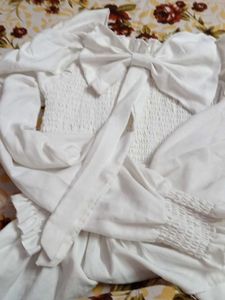 White Bow Tie Top
