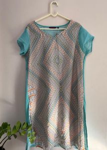 Azure Geometric Fusion Kurta