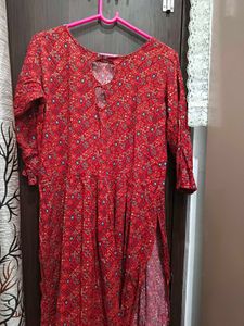 Red Printed Naira Kurta