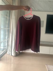 Burgundy Long Sleeve Knit Shirt Boy Age 8-10