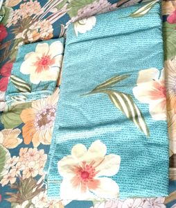 Floral Green Double Bedsheet With 2 Pillow Cover