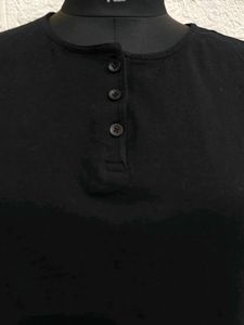 Black Button Crop Top