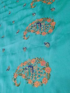 Beautiful  Sea Green Georgette Saree