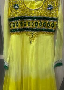 Elegant Yellow Embroidered Anarkali