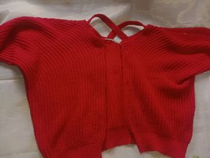 Stylish Red Corchet SHRUG