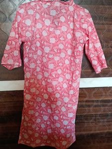 Pink Floral Print Kurta