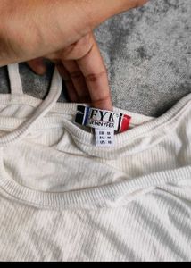 Fyk White Crop Tank Top
