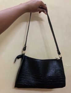 Black Croc Shoulder Bag