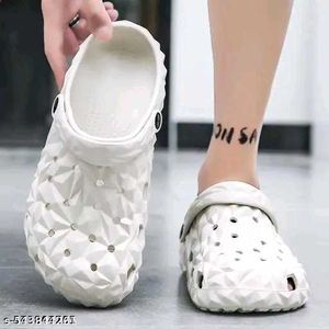 White Geometric Clogs