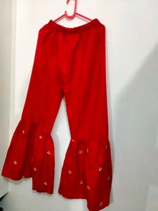 Red Green Kurta Palazzo Set