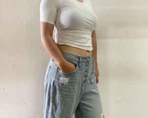 🌈Distressed Button-Fly Jeans🩷