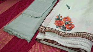 Floral Embroidered Saree With Peticot