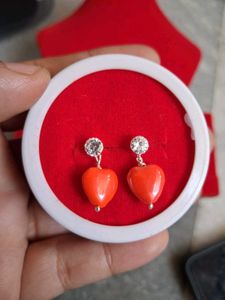 Heart Drop Earrings Silver
